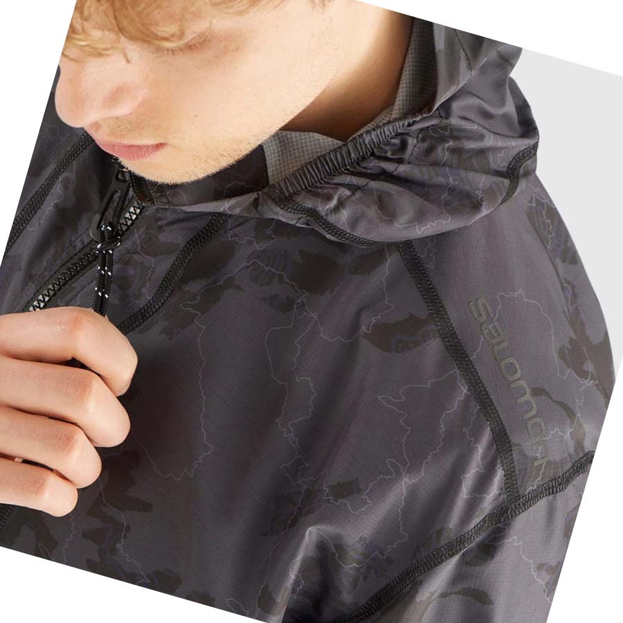 Chaquetas Salomon OUTLIFE LONG PACKABLE WINDBREAKERS Hombre Negros | MX 3270LIS